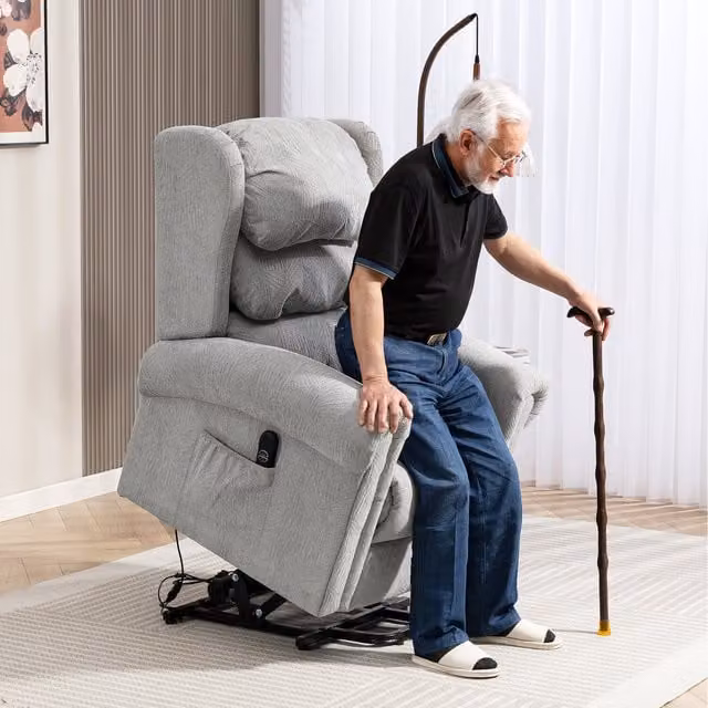 HOMCOM Power Lift Recliner Chair for Seniors in Grey Velvet Fabric