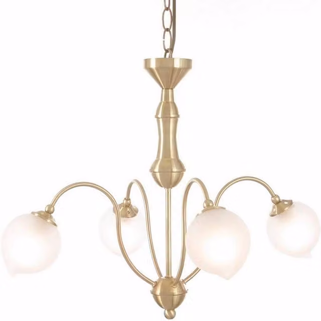 Netlighting Bastia 4 Light Pendant Lamp in Gold with Glass and Metal Details (G9)
