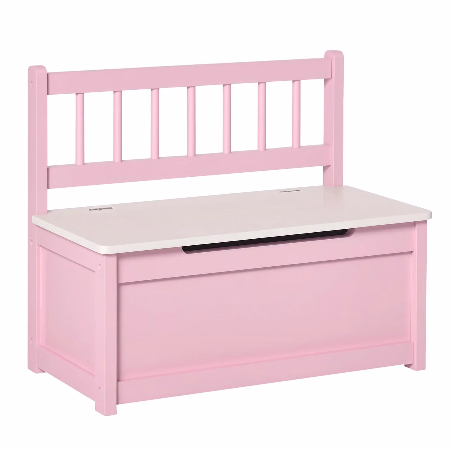 HOMCOM 2-in-1 Wooden Toy Box and Seat Bench Storage Chest with Soft-Close Lid, Pink – 2