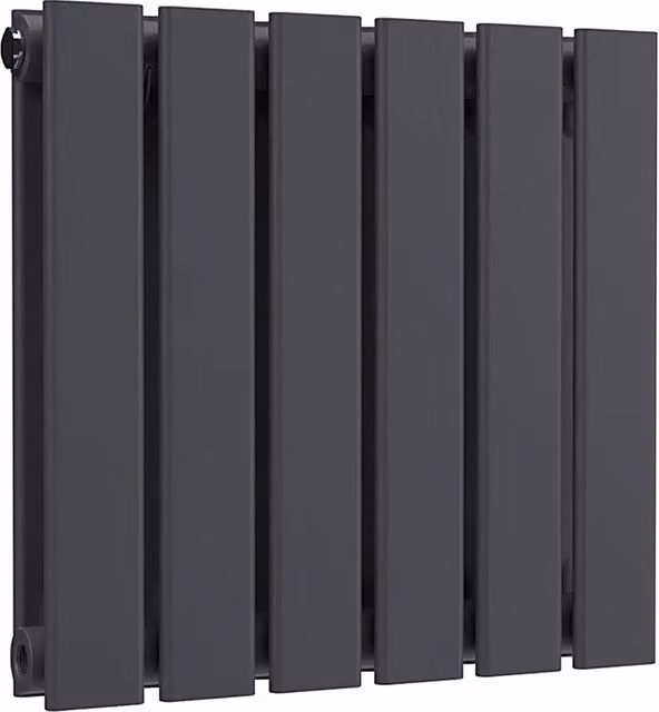 Lux Heat Anthracite Grey Double Steel Flat Horizontal Wall Mounted Radiator, W: 42.0 cm, H: 40.0 cm, D: 40.0 cm