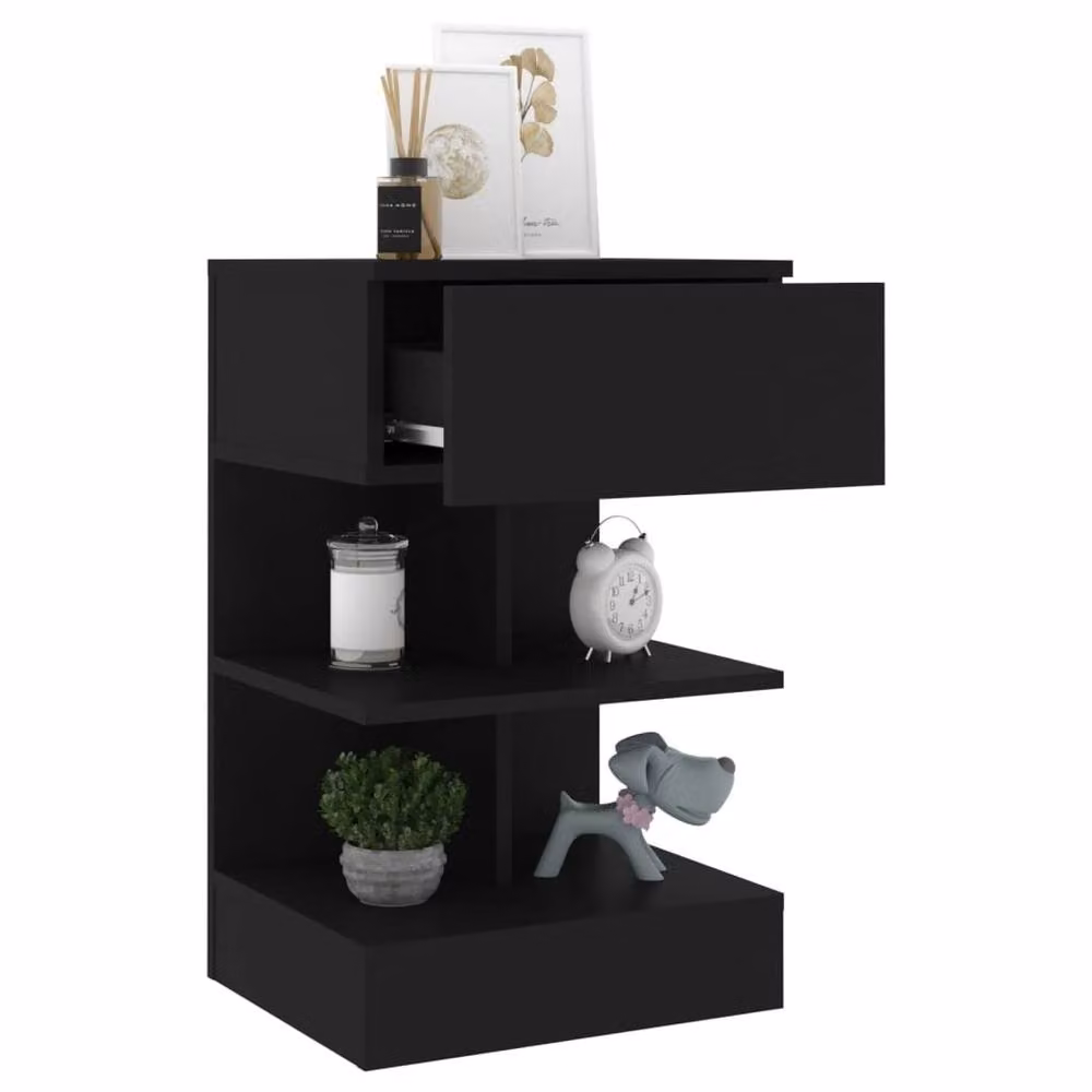 Berkfield Home Beautiful Bedside Cabinet in Black, W/D/H: 40 x 35 x 65 cm – 3