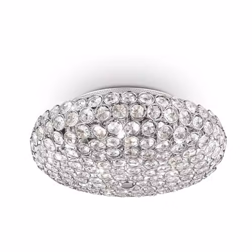 Netlighting King 5 Light Suspended Crystal Pendant Lamp in Chrome and Grey with Adjustable Height and G9 Bulbs