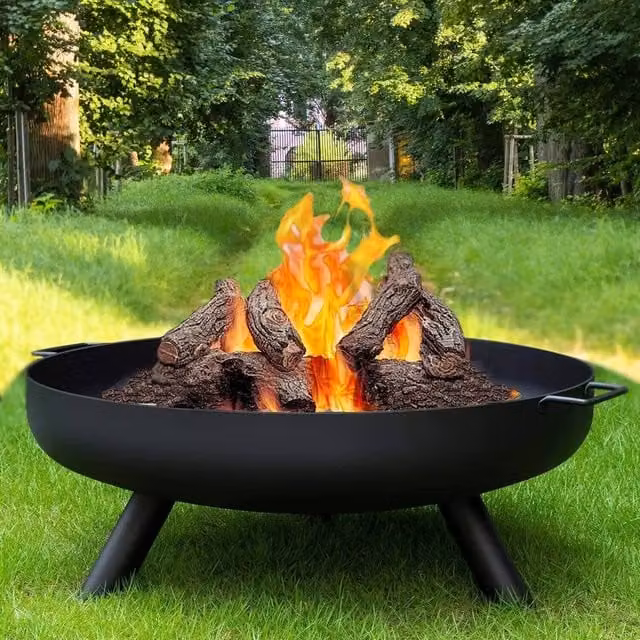 KORVIXA Round Fire Pit Basket Large Black Diameter: 100 cm – 1