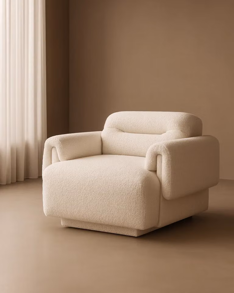 Tommy Franks Frankie 1-Seater Sofa in White Bouclé