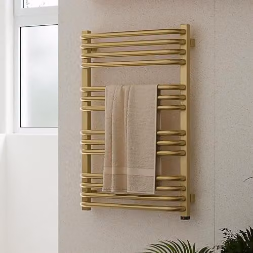 Terma Alex One Electric Towel Rail with Hidden Element, Gold, H 76 cm x W 50 cm – 1
