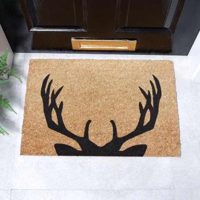 Artsy Mats Stag Antlers Doormat in Black, W/D: 60 x 40 cm