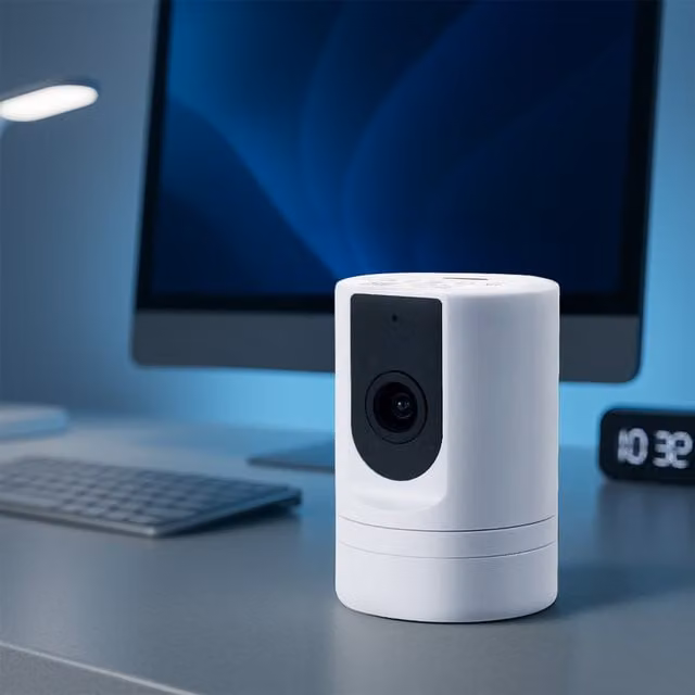 Komore Indoor Smart Baby Security Camera with Night Vision and Two-Way Talk, White