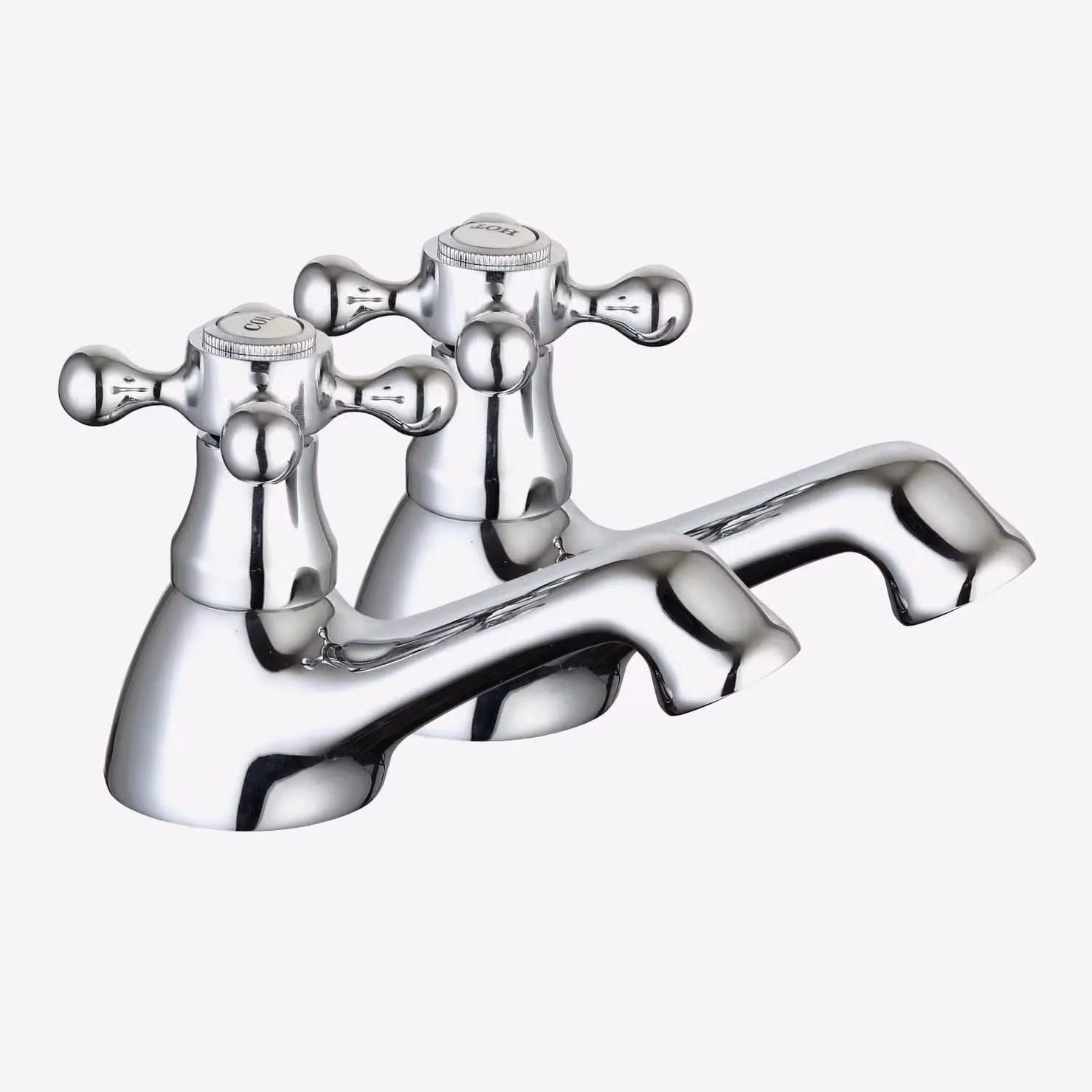 Nes Home Traditional Design Deck Mounted Hot and Cold Basin Tap Pair in Chrome Silver – 2