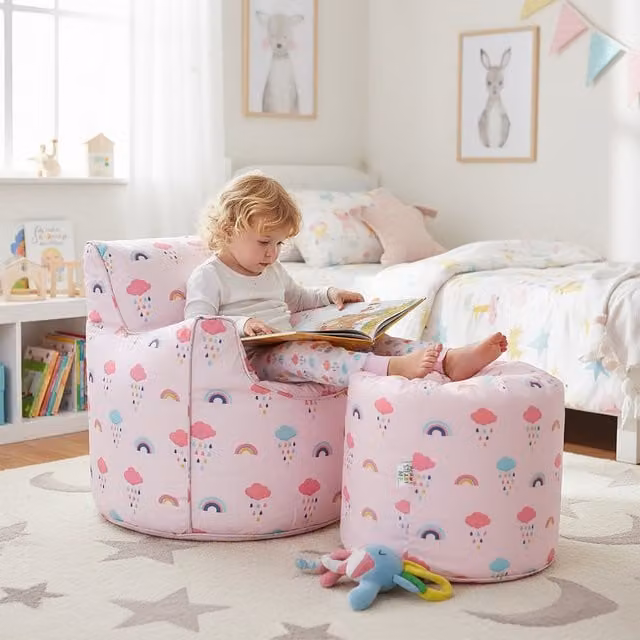 Ready Steady Bed Kids Rainbow Printed Bean Bag Chair in Multicolour
