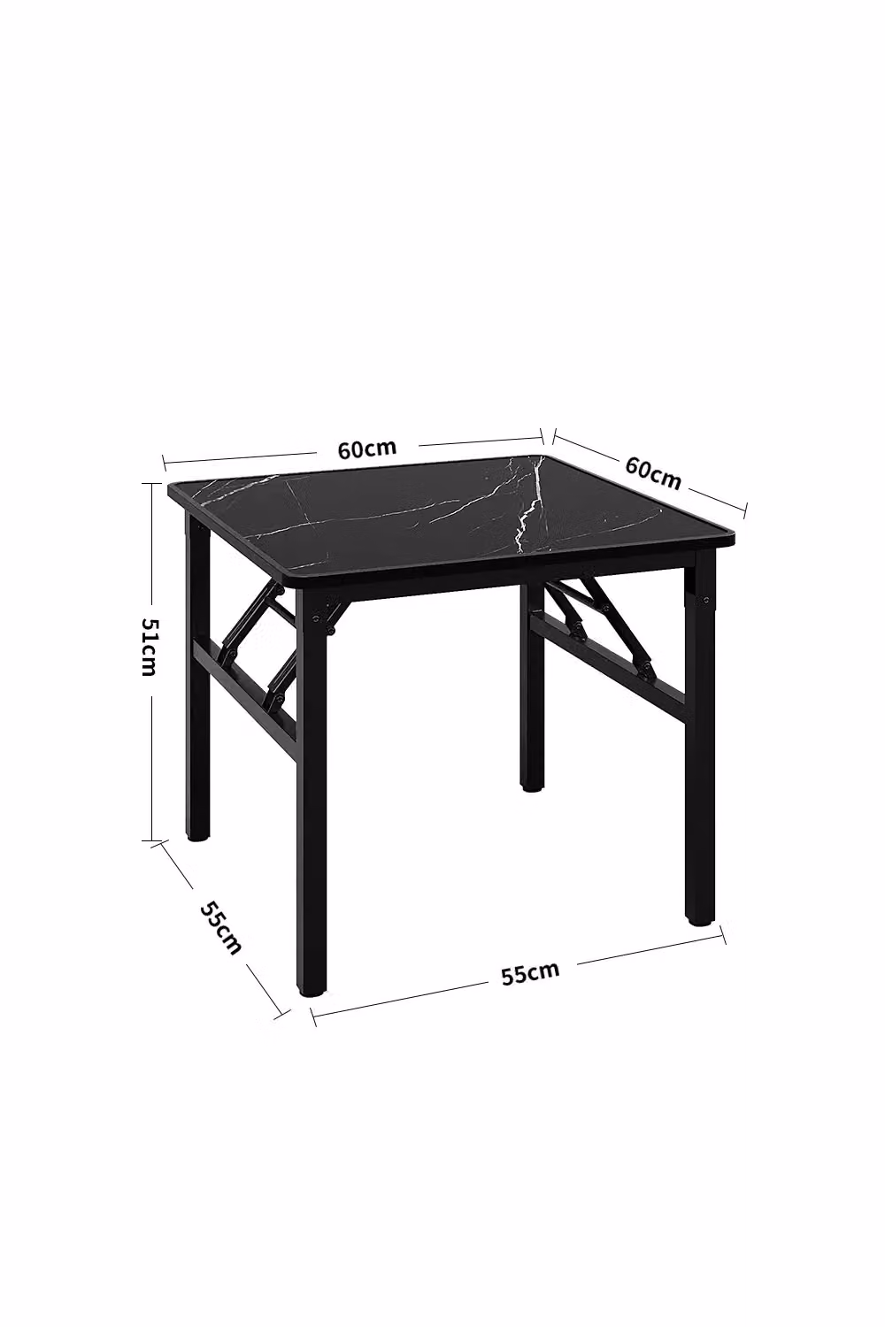Living and Home Square Foldable Coffee Table with Black Marble Effect Top, W: 60 cm, D: 60 cm, H: 51 cm – 2