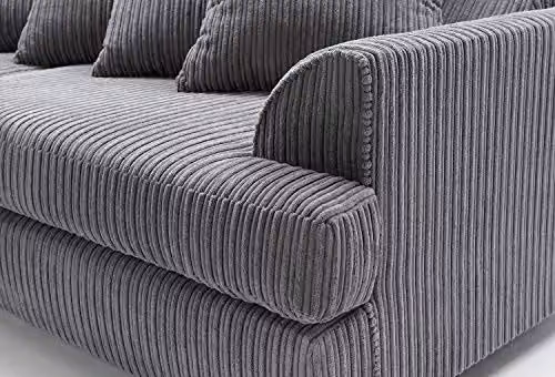 Abakus Direct Ferguson Left Facing Corner Sofa in Grey Jumbo Cord Fabric – 6