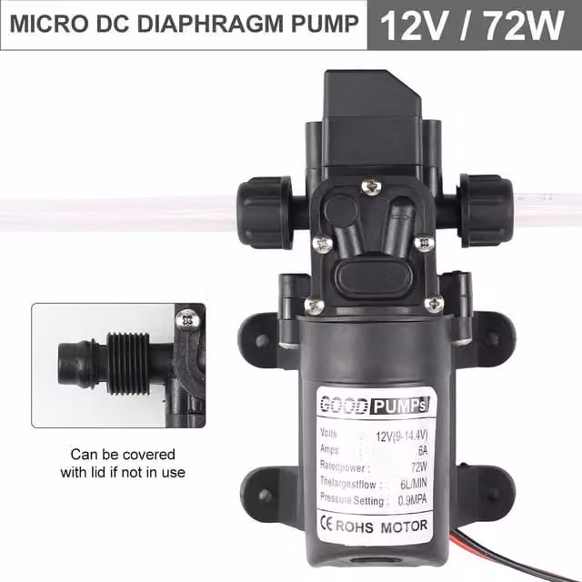 FLAVORA 12V High Pressure Self Priming Diaphragm Water Pump in Black – 1