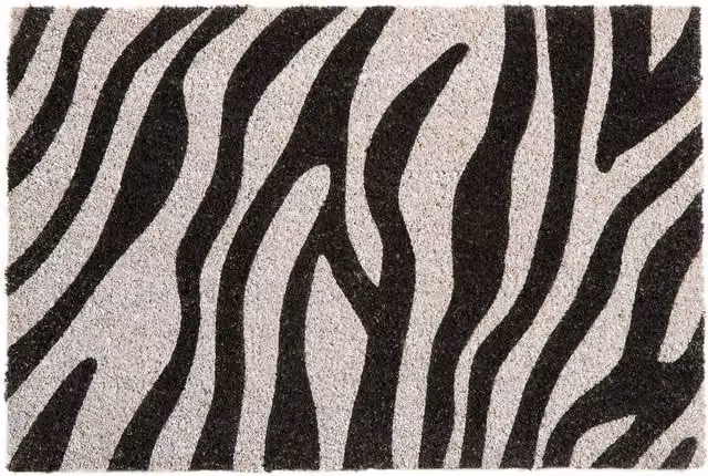Premier Housewares Zebra Design Coir Doormat, Black and White, W/D/H: 60 x 40 x 2 cm – 1