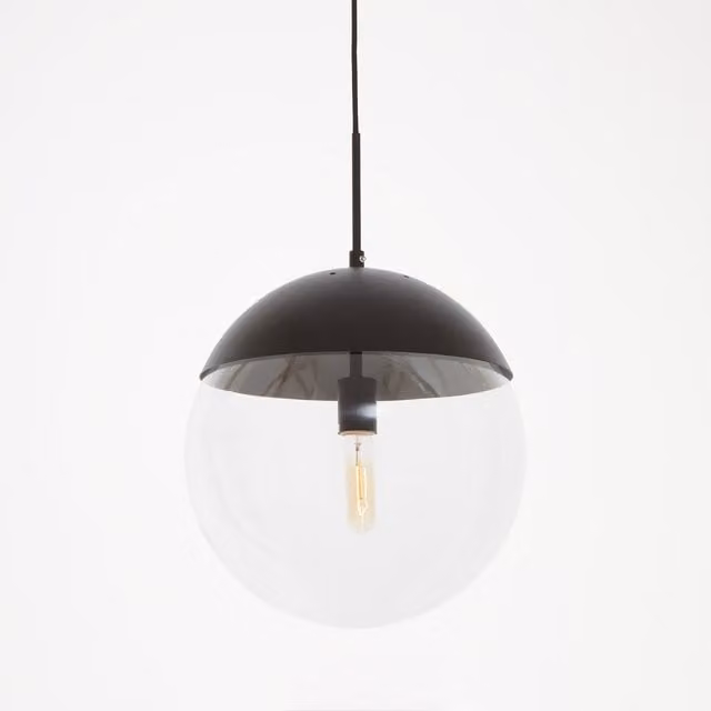 Orsina Black and Transparent Glass Pendant Light with Chrome Details