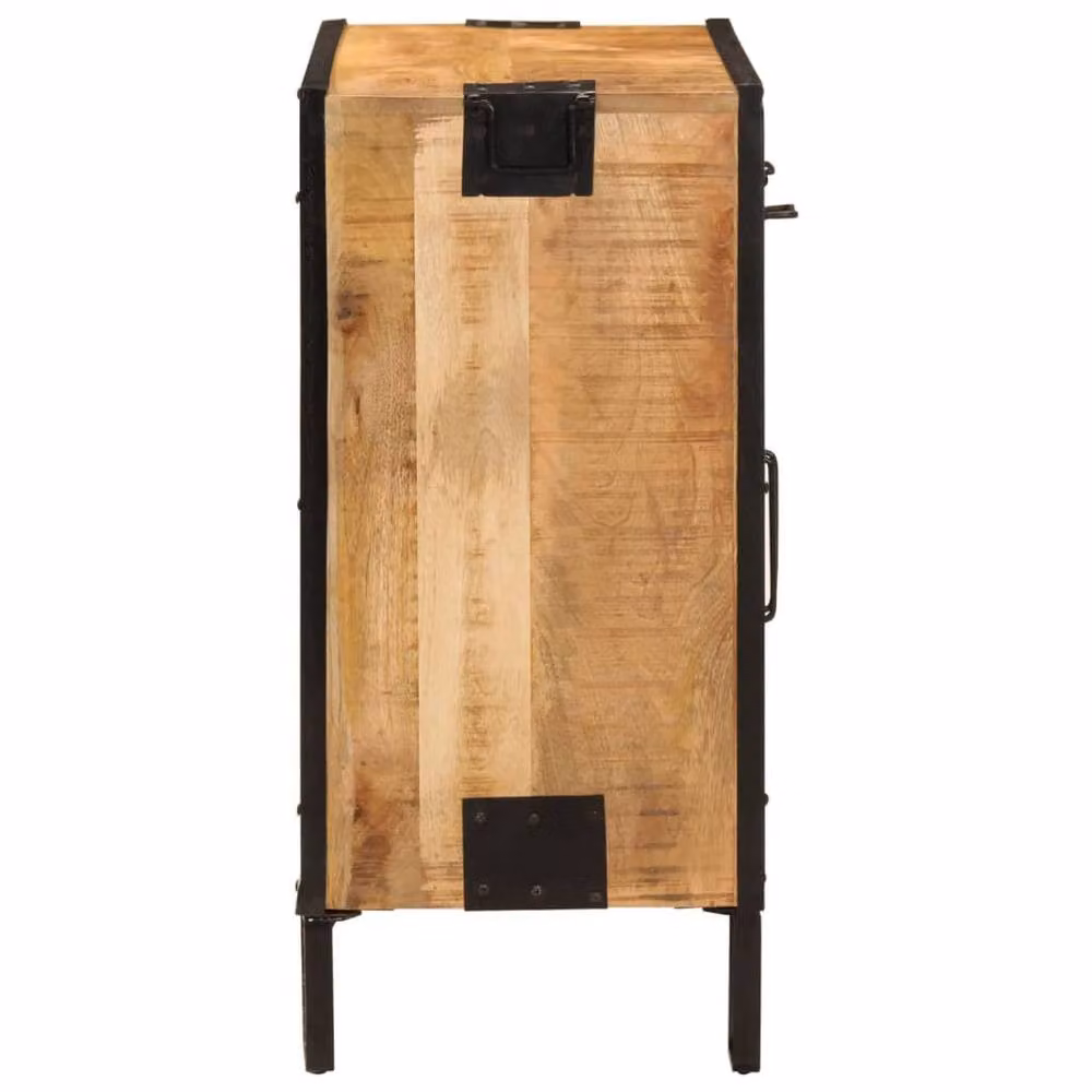 Berkfield Home Industrial Mango Wood and Metal Sideboard in Brown, W/D/H: 80 x 31 x 66 cm – 3