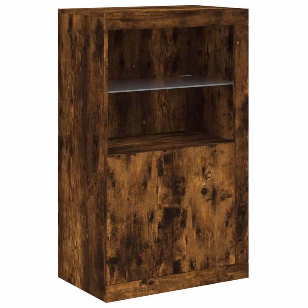 Berkfield Home Modern Smoked Oak Sideboard with Integrated LED Lights in Brown, W/D/H: 162 x 37 x 100 cm – 8