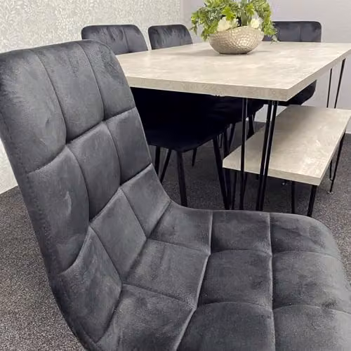 KOSY KOALA Modern Brown Dining Set with Rectangular Table, Bench and 4 Black Chairs for Kitchen and Dining Room – 5