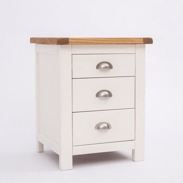 Cabinet Bits Lovere 3 Drawer Bedside Cabinet in White Lacquered Wood