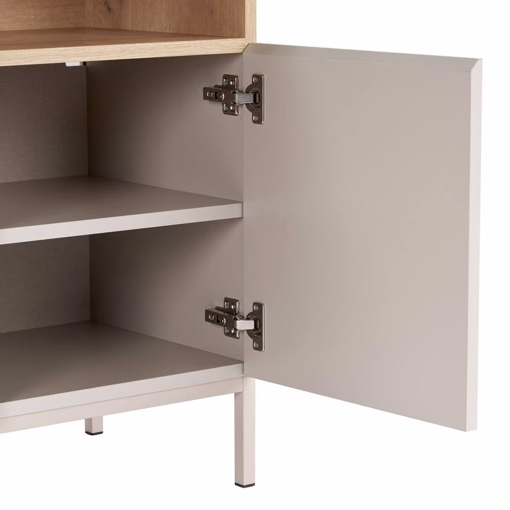 CALICOSY Oliver Small Sideboard with 2 Doors and 1 Niche, Beige, W: 80 cm, H: 80 cm, D: 40 cm – 3