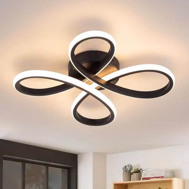 COMELY Modern 30W LED Ceiling Light in Black with 3000K Warm White Light