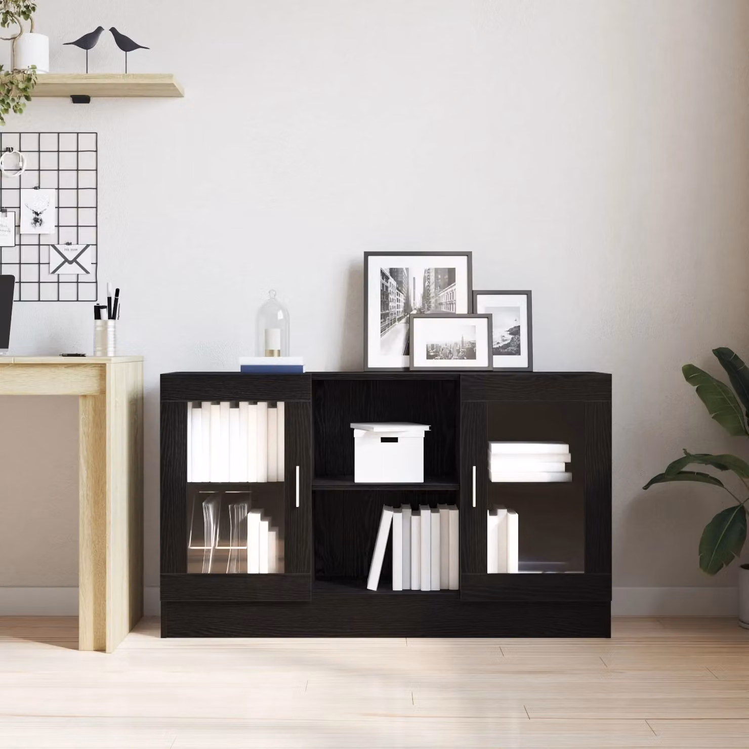 Berkfield Home Black Oak Sideboard in Black Engineered Wood, W/D/H: 120 x 30.5 x 70 cm – 4
