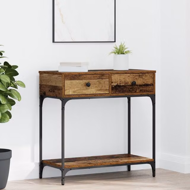 Berkfield Home Rustic Brown Engineered Wood Console Table W/D/H: 75 x 34.5 x 75 cm – 1