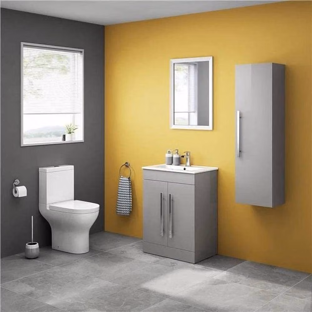 SPETLEK Modern Grey Bathroom Cabinet Vanity Unit with Sink Storage – 2