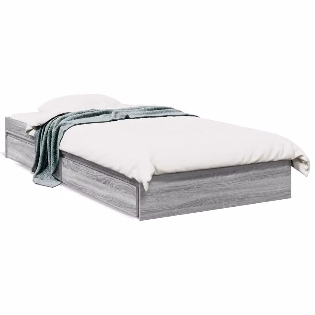 Berkfield Home Modern Bed Frame with Drawers in Grey Sonoma, W/D/H: 90 x 200 cm – 2