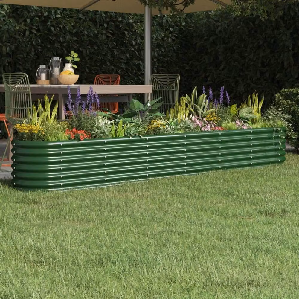 Berkfield Home Garden Raised Bed in Green Powder-coated Steel, W: 260 cm, D: 40 cm, H: 36 cm – 2