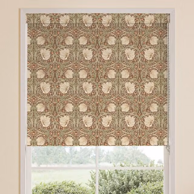 William Morris Pimpernel Floral Blackout Made To Measure Roller Blind in Red and Multicolour