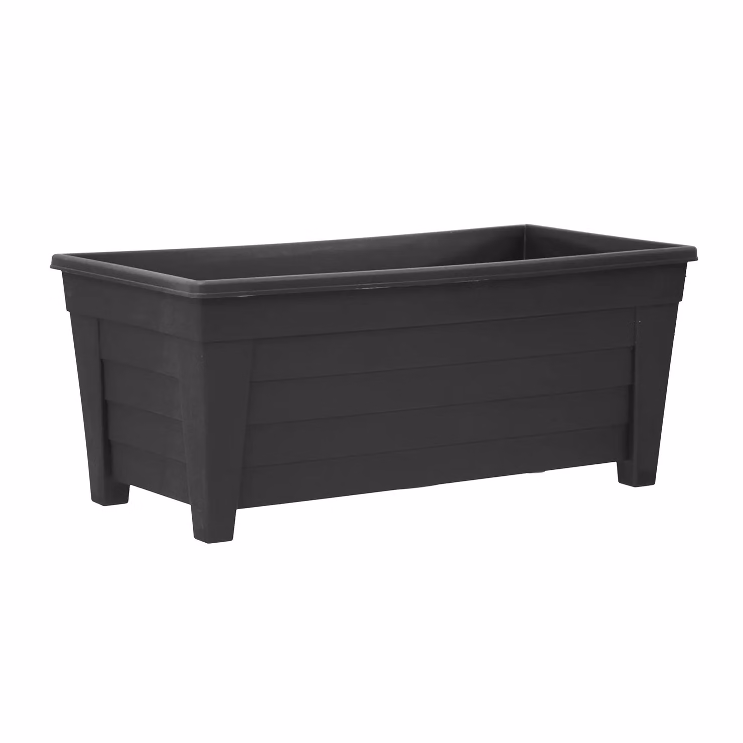 Simpa Grosvenor Plastic Trough Planter, Black, Length: 55 cm – 2