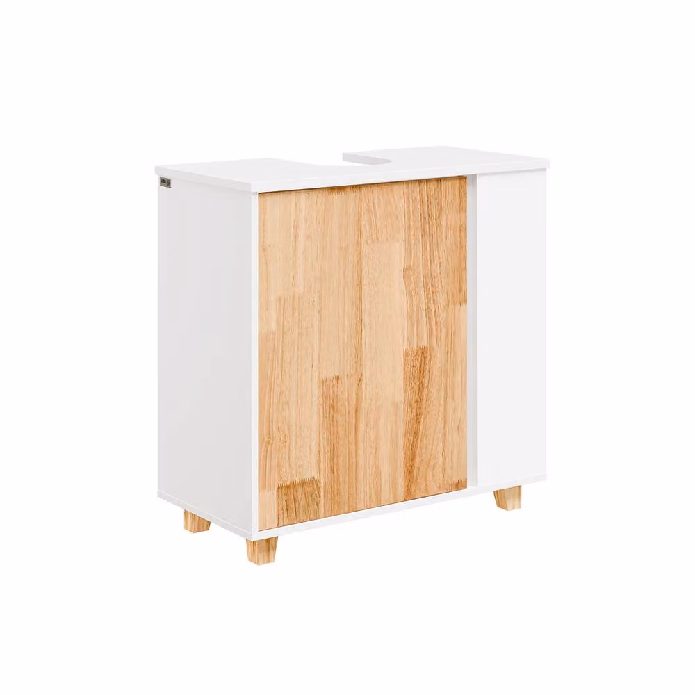 SoBuy Scandinavian Style White Under Sink Bathroom Cabinet with Hinged Doors and Internal Shelves – 2