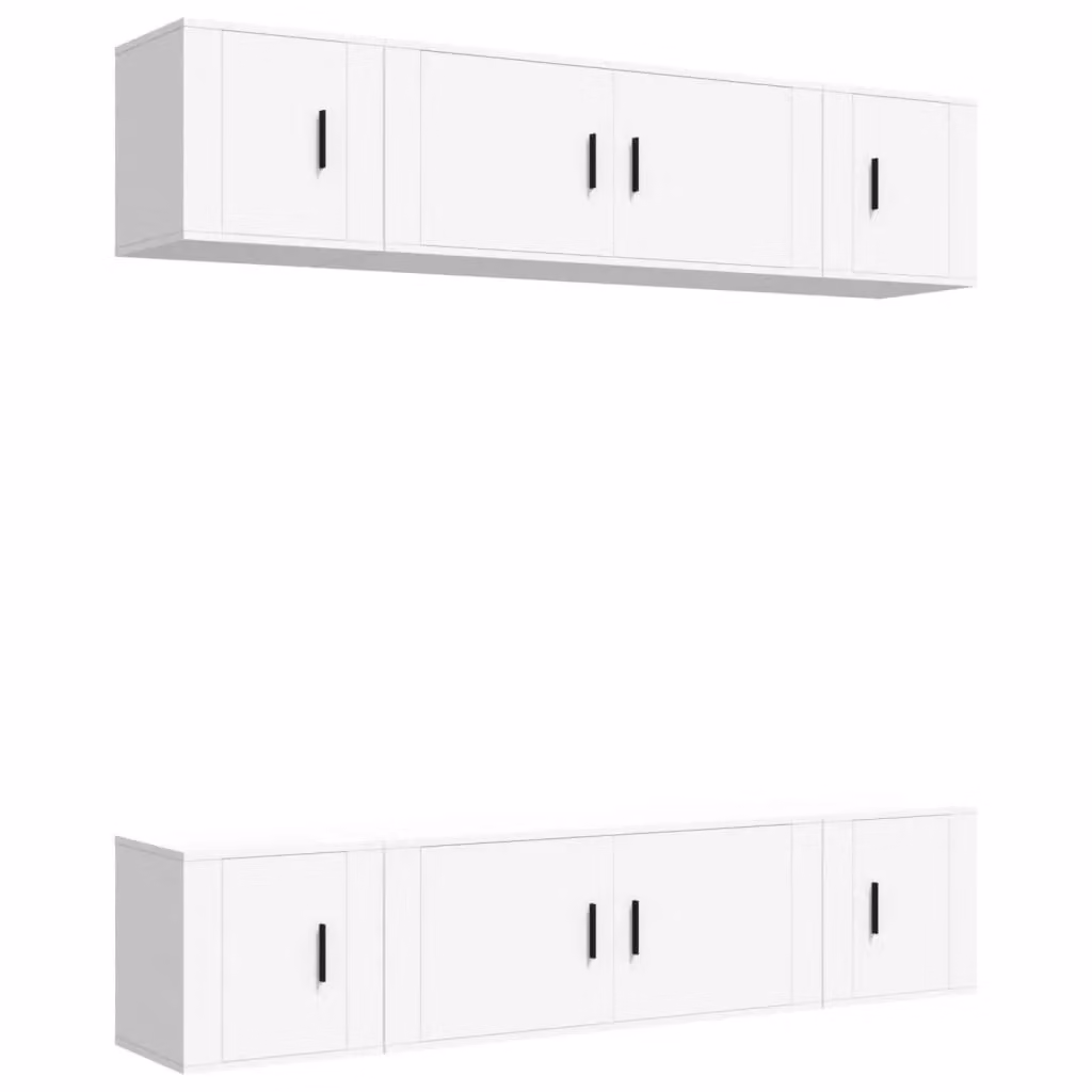 Berkfield Home 6 Piece Classic White TV Cabinet Set in Engineered Wood – 2