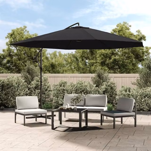 Berkfield Home Cantilever Umbrella with Aluminium Pole, Black, 350 cm