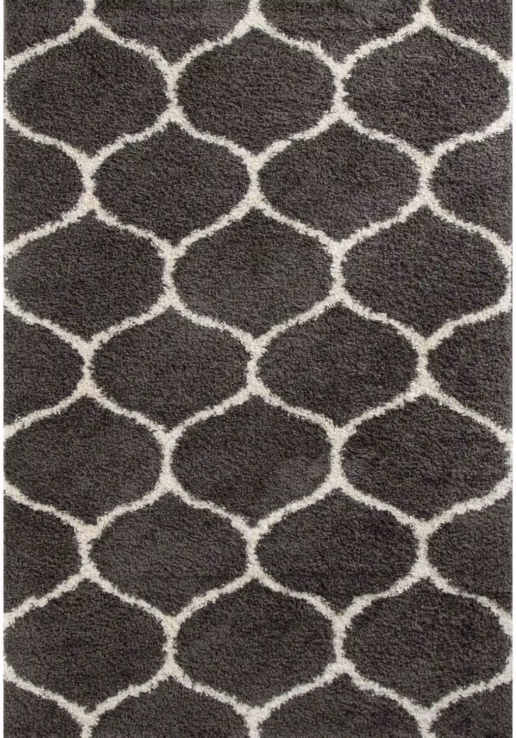 THE RUGS Moroccan Soft High Pile Shaggy Trellis Rug, Dark Grey, W: 200 cm, D: 290 cm – 2