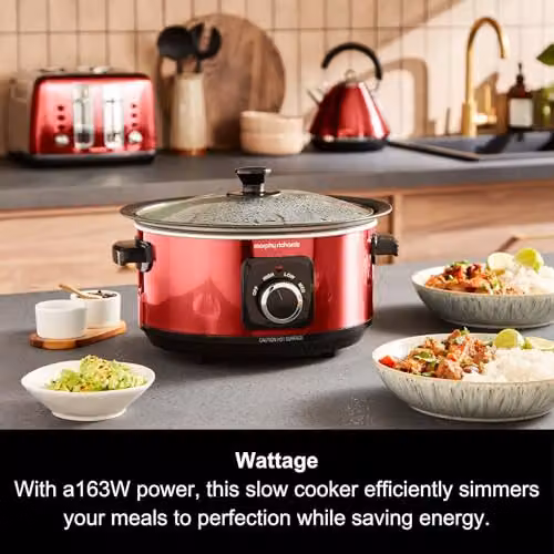 Morphy Richards Accents 3.5L Sear & Stew Slow Cooker, Red – 4