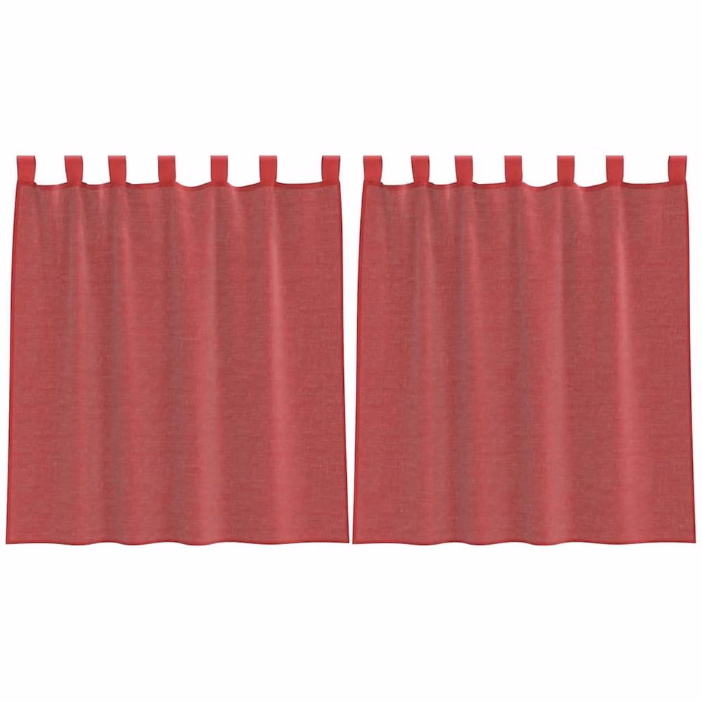 Berkfield Home Red Transparent Voile Fabric Curtains with Rod Pockets, 2 Pack, W: 140 cm – 2