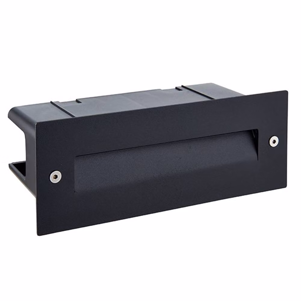 Netlighting Seina Integrated LED Outdoor Recessed Wall Light in Textured Black with Frosted Glass, IP44 Rated – 2