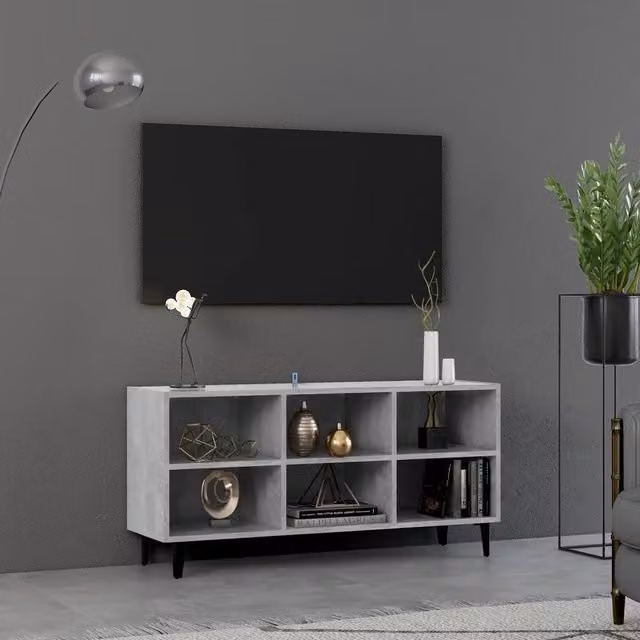 Berkfield Home Industrial TV Cabinet with Metal Legs in Concrete Grey, W: 103.5 cm, D: 30 cm, H: 50 cm