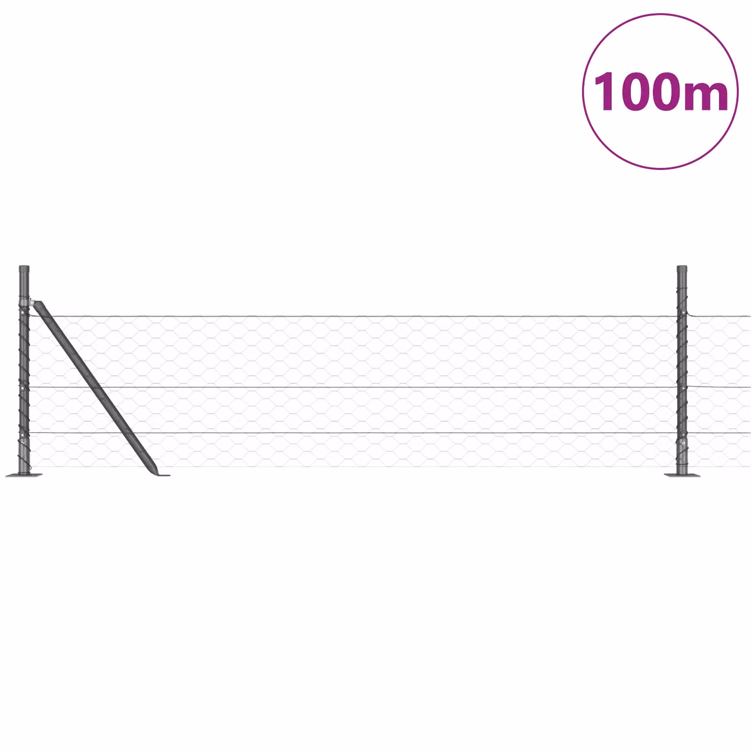 Berkfield Home Grey Powder-Coated Steel Hexagon Fence, W: 0.5 m x L: 100 m – 2