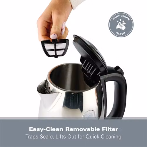 Hamilton Beach Rise Electric Kettle, 1.7 l, Polished Stainless Steel, Silver – 5