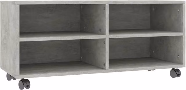 Berkfield Home TV Cabinet with Castors in Concrete Grey, W/D/H: 90 x 35 x 35 cm