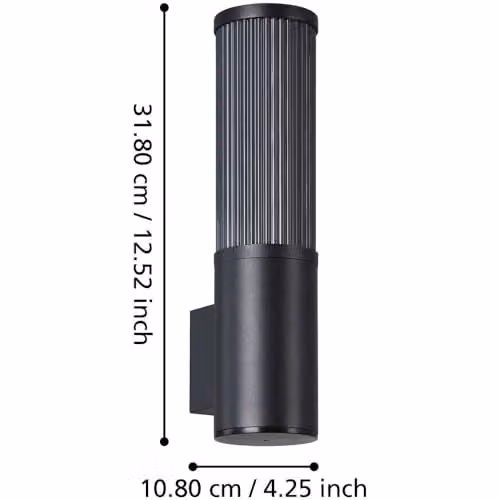 Loops Modern Black LED Wall Light with E27 Socket, IP54 Rated for Indoor and Outdoor Use – 3