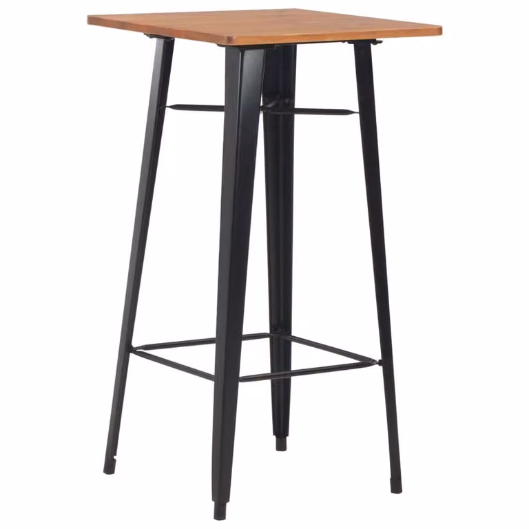 Berkfield Home Durable Industrial Bar Table in Black and Brown, Solid Pine Wood and Steel, W/D/H: 60 x 60 x 108 cm
