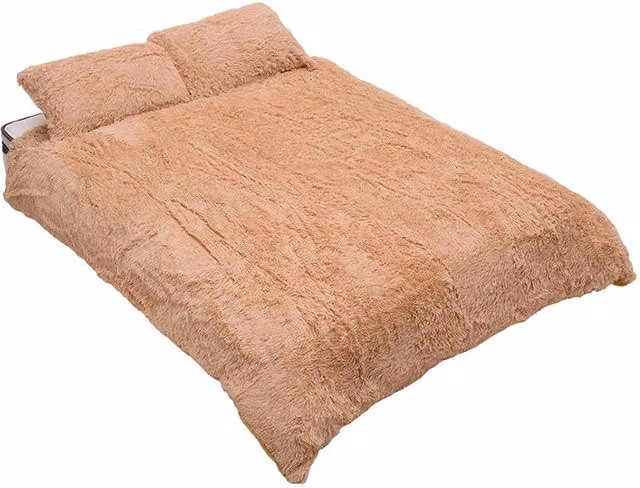 Livingandhome 3-Piece Reversible Faux Mink Fleece Duvet Set in Brown and Beige, W/D/H: 140 x 200 cm with 90 x 190 cm Pillowcases