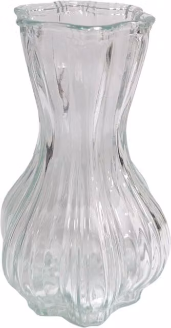 Kingsbury Gifts Daisy Rim Ridged Glass Vase in Clear Transparent