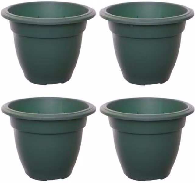 Whitefurze Green Round Bell Plastic Plant Pot and Garden Planter, Diameter: 38 cm