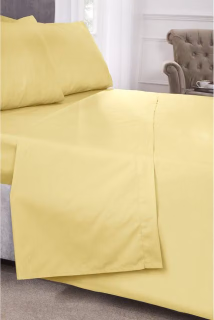 Peracle Polycotton Percale Fitted Sheet in Yellow, 140 x 200 cm