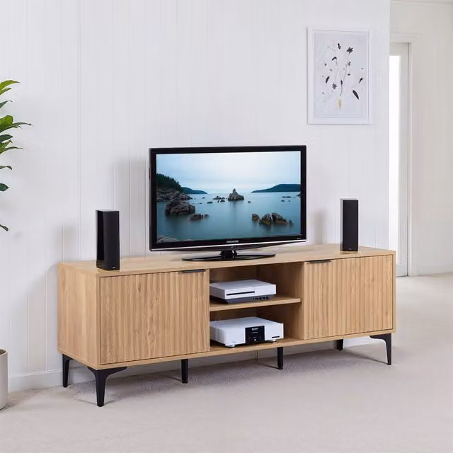 Seconique Miami 2 Door TV Unit in Oak Effect and Black