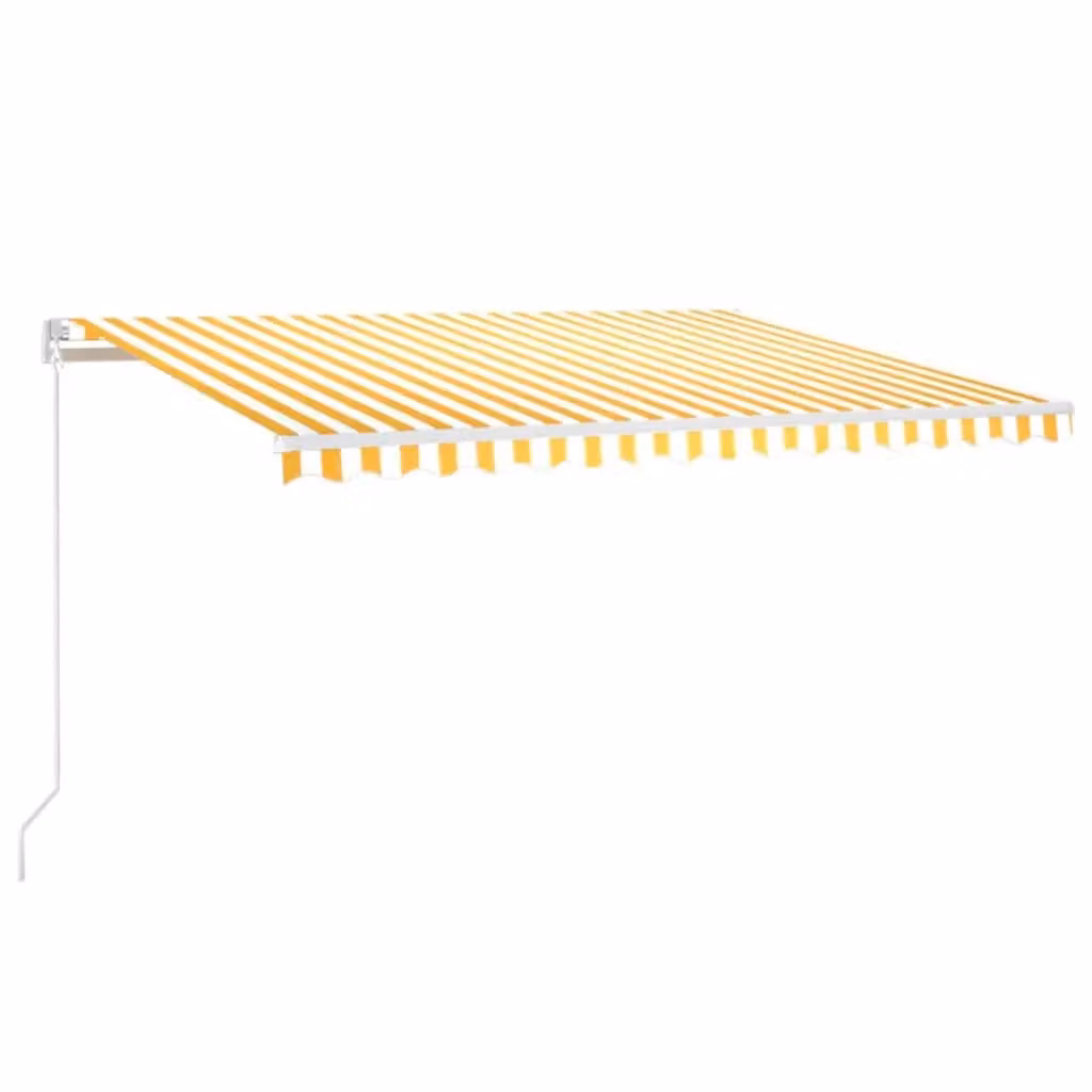 Berkfield Home Manual Retractable Awning with Crank and Folding Arms, Yellow and White, W: 450 cm, D: 350 cm – 2
